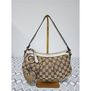 Gucci Monogram GG Heart Small Shoulder Bag Brown/Beige/Cream